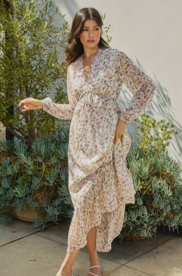 Lovely Plunging Ruffled Maxi Dress