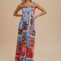 Patchwork Tile Printed Maxi Dress - Image 4