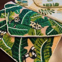 Cheetah Leaf Blush Handmade Beaded Clutch - Image 18