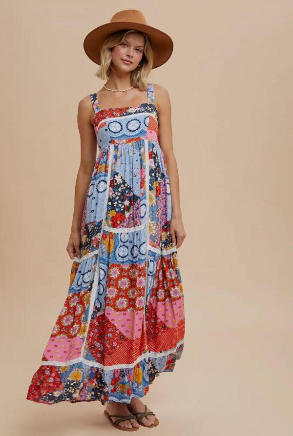Patchwork Tile Printed Maxi Dress