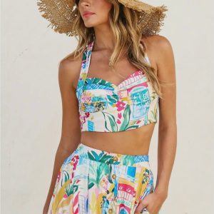 Long Summer Crop Top & Midi Skirt Set