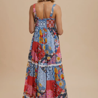Patchwork Tile Printed Maxi Dress - Image 5