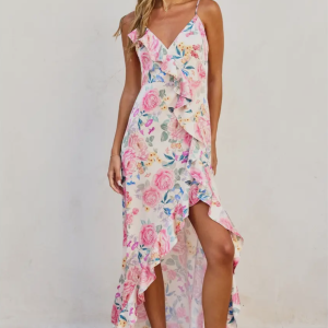 About A Girl Asymmetrical Ruffle
Maxi Dress