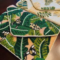 Cheetah Leaf Blush Handmade Beaded Clutch - Image 16