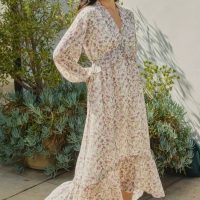 Lovely Plunging Ruffled Maxi Dress - Image 2