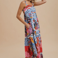 Patchwork Tile Printed Maxi Dress - Image 6