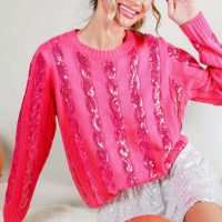 Sequin Detail Cable-Knit Sweater - Image 7