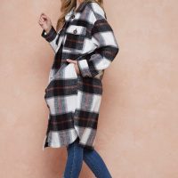 Shani Long Plaid Pattern Shacket Jacket - Image 18