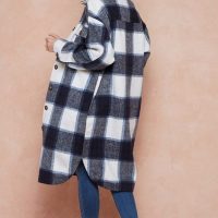 Shani Long Plaid Pattern Shacket Jacket - Image 4