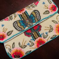 Butterfly & Pink Floral Beaded Clutch - Image 6