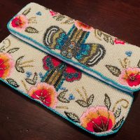 Butterfly & Pink Floral Beaded Clutch - Image 5