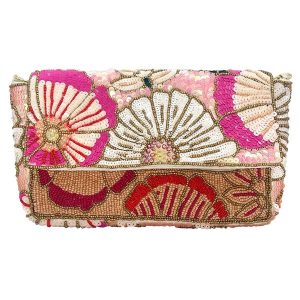 Multi Floral Double Sided Beaded Clutch