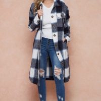 Shani Long Plaid Pattern Shacket Jacket - Image 6