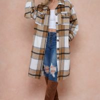 Shani Long Plaid Pattern Shacket Jacket - Image 2