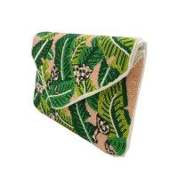 Cheetah Leaf Blush Handmade Beaded Clutch - Image 4
