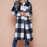Shani Long Plaid Pattern Shacket Jacket - Image 3