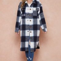 Shani Long Plaid Pattern Shacket Jacket - Image 7