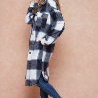 Shani Long Plaid Pattern Shacket Jacket - Image 5