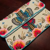 Butterfly & Pink Floral Beaded Clutch - Image 4