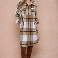 Shani Long Plaid Pattern Shacket Jacket - Image 14