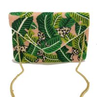 Cheetah Leaf Blush Handmade Beaded Clutch - Image 3