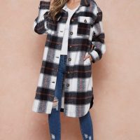 Shani Long Plaid Pattern Shacket Jacket - Image 15