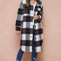 Shani Long Plaid Pattern Shacket Jacket - Image 16